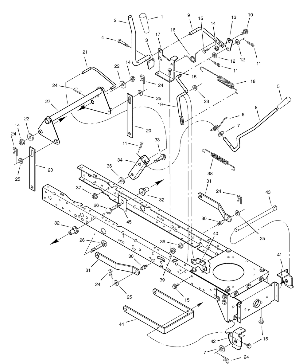 Mower Housing Suspension Diagram and Parts List for 385003X108 2007 Briggs and Stratton Lawn Tractor